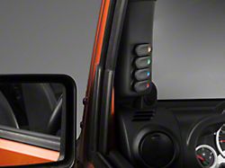 Rugged Ridge A-Pillar Switch Pod Kit with Rocker Switches; Left Side (07-10 Jeep Wrangler JK)