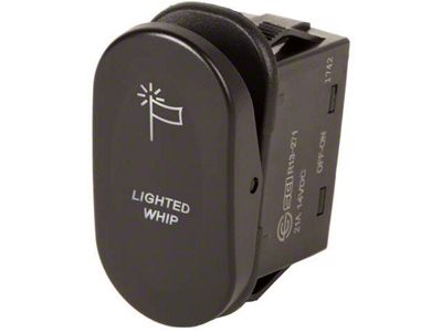 Rugged Ridge 2-Position Rocker Switch with Lighted Whip Logo; Amber (Universal; Some Adaptation May Be Required)