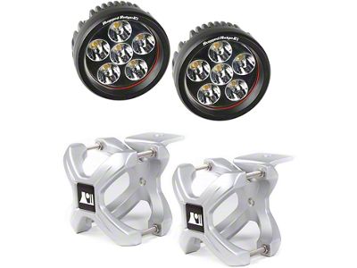 Rugged Ridge 3.50-Inch Round LED Light with Small X-Clamp Kit; Silver (Universal; Some Adaptation May Be Required)