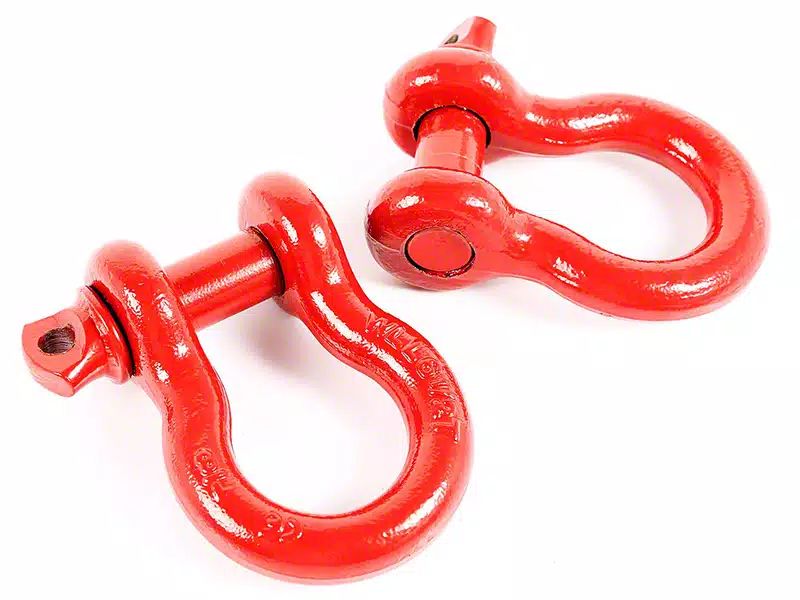Rugged Ridge Bronco 7/8-Inch D-Ring Shackles; Red 11235.13