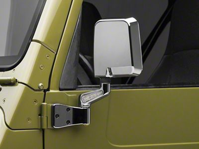 Rugged Ridge Door Mirrors with LED Turn Signals; Chrome (87-02 Jeep Wrangler YJ & TJ)
