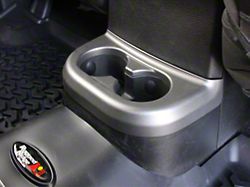 Rugged Ridge Rear Cup Holder Trim; Brushed Silver (11-18 Jeep Wrangler JK)