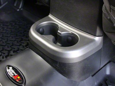 Rugged Ridge Rear Cup Holder Trim; Brushed Silver (11-18 Jeep Wrangler JK)