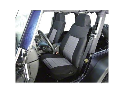 Rugged Ridge Fabric Front Seat Covers; Black/Gray (03-06 Jeep Wrangler TJ)