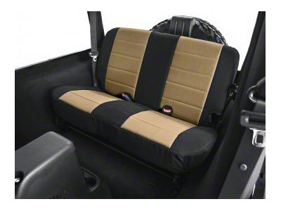 Rugged Ridge Fabric Rear Seat Cover; Black/Tan (03-06 Jeep Wrangler TJ)
