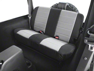 Rugged Ridge Fabric Rear Seat Cover; Black/Gray (03-06 Jeep Wrangler TJ)