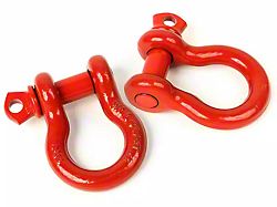 Rugged Ridge 3/4-Inch D-Ring Shackles; Red 