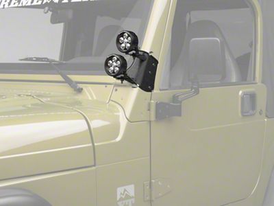 Rugged Ridge 3.50-Inch Round LED Lights with Dual A-Pillar Light Mounting Brackets (97-06 Jeep Wrangler TJ)