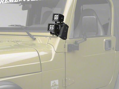 Rugged Ridge 3-Inch Square LED Lights with Dual A-Pillar Light Mounting Brackets (97-06 Jeep Wrangler TJ)