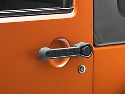 Rugged Ridge Elite Door Handle Inserts; Black Tread (07-18 Jeep Wrangler JK 2-Door)