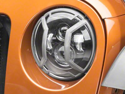 Rugged Ridge Elite Euro Headlight Guards; Raw Aluminum (07-18 Jeep Wrangler JK)