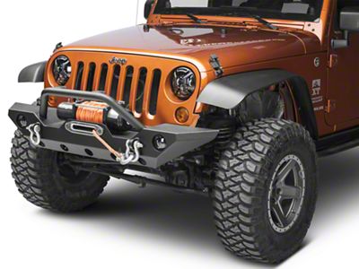 Rugged Ridge Elite Euro Headlight Guards; Textured Black (07-18 Jeep Wrangler JK)