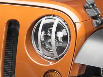 Rugged Ridge Elite Euro Pivotal Headlight Guards; Raw Aluminum (07-18 Jeep Wrangler JK)
