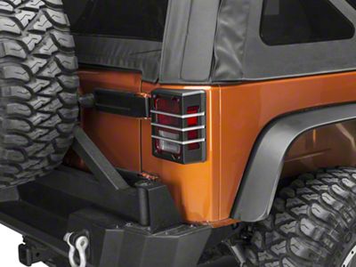 Rugged Ridge Elite Tail Light Guards; Brushed Black (07-18 Jeep Wrangler JK)