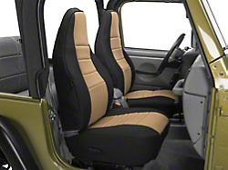 Rugged Ridge Neoprene Front Seat Covers; Black/Tan (97-02 Jeep Wrangler TJ)