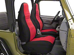 Rugged Ridge Neoprene Front Seat Covers; Black/Red (97-02 Jeep Wrangler TJ)