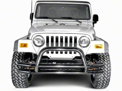Rugged Ridge 3-Inch Double Tube Front Bumper; Black (76-06 Jeep CJ5, CJ7, Wrangler YJ & TJ)