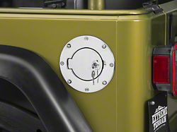 Rugged Ridge Locking Fuel Door Cover; Stainless Steel (97-06 Jeep Wrangler TJ)
