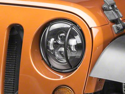 Rugged Ridge Euro Headlight Guards; Textured Black (07-18 Jeep Wrangler JK)