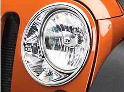 Rugged Ridge Headlight Bezels; Chrome (07-18 Jeep Wrangler JK)