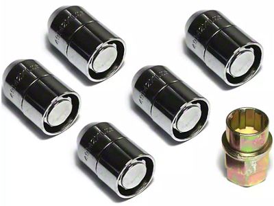 Rugged Ridge 5-Piece Wheel Lock Set; Chrome (76-18 Jeep CJ7, Wrangler YJ, TJ & JK)