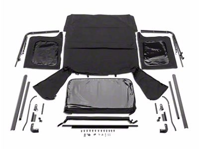 Rugged Ridge Replacement Soft Top with Tinted Windows; Black Diamond (76-95 Jeep CJ7 & Wrangler YJ w/ Full Steel Doors)