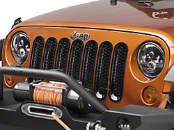 Rugged Ridge Perforated Grille Inserts; Black (07-18 Jeep Wrangler JK, Excluding Sahara)