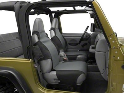 Rugged Ridge Fabric Front Seat Protectors; Black/Gray (76-06 Jeep CJ5, CJ7, Wrangler YJ & TJ)