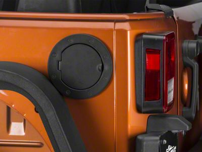 Rugged Ridge Non-Locking Fuel Door Cover; Textured Black (07-18 Jeep Wrangler JK)