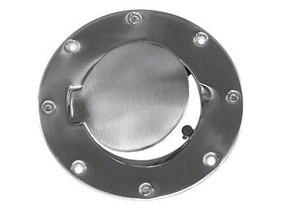 Rugged Ridge Non-Locking Fuel Door Cover; Stainless Steel (97-06 Jeep Wrangler TJ)
