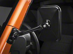 Rugged Ridge Quick Release Rectangular Mirrors; Black (07-18 Jeep Wrangler JK)