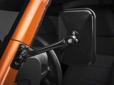 Rugged Ridge Quick Release Rectangular Mirrors; Black (07-18 Jeep Wrangler JK)