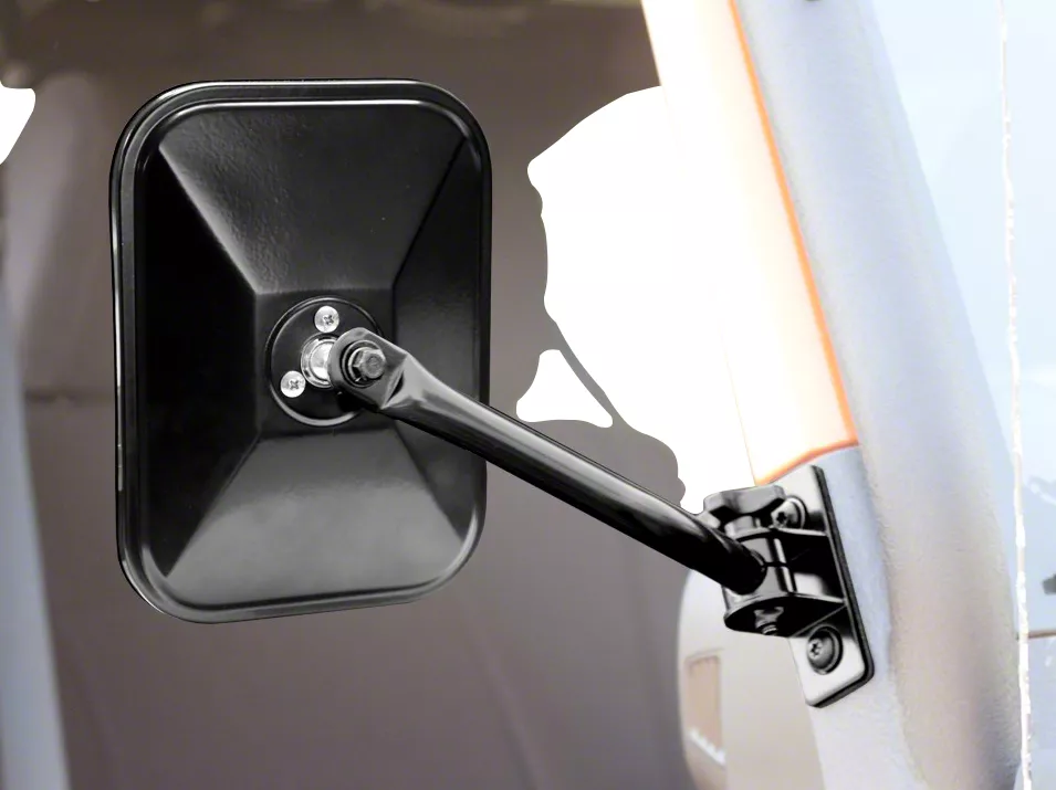 Rugged Ridge Jeep Wrangler Quick Release Rectangular Mirrors; Black