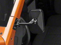 Rugged Ridge Rectangular Stubby Trail Mirror; Textured Black; Pair (97-18 Jeep Wrangler TJ & JK)