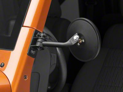 Rugged Ridge Round Stubby Trail Mirror; Textured Black (97-18 Jeep Wrangler TJ & JK)