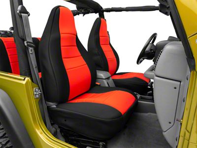 Rugged Ridge Front and Rear Seat Covers; Black/Red (97-06 Jeep Wrangler TJ)