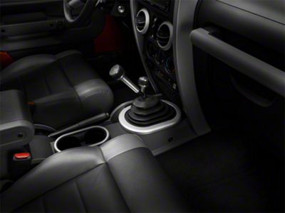 Rugged Ridge Shifter Bezel Trim; Brushed Silver (07-10 Jeep Wrangler JK)