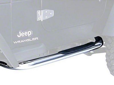 Rugged Ridge 3-Inch Round Nerf Side Step Bars; Stainless Steel (97-06 Jeep Wrangler TJ, Excluding Unlimited)