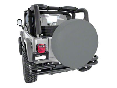 Rugged Ridge Spare Tire Cover; Gray; 33-Inch Tire Cover (66-18 Jeep CJ5, CJ7, Wrangler YJ, TJ & JK)