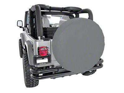 Rugged Ridge Spare Tire Cover; Gray; 35 to 36-Inch Tire Cover (66-18 Jeep CJ5, CJ7, Wrangler YJ, TJ & JK)