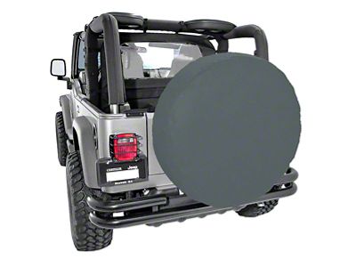 Rugged Ridge Spare Tire Cover; Black Denim; 35 to 36-Inch Tire Cover (66-18 Jeep CJ5, CJ7, Wrangler YJ, TJ & JK)