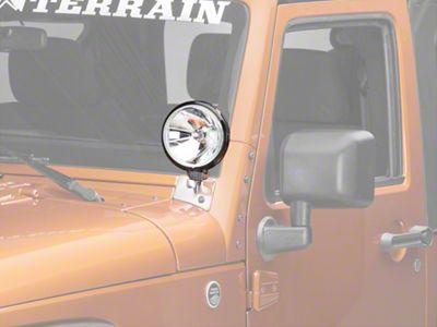 Rugged Ridge 6-Inch Slim Round Halogen Fog Lights with Stainless Steel Windshield Mounting Brackets (07-18 Jeep Wrangler JK)