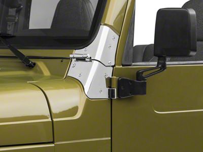 Rugged Ridge Windshield Hinges; Stainless Steel (97-06 Jeep Wrangler TJ)