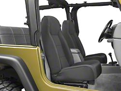 Rugged Ridge High-Back Front Seat; Black Denim (76-02 Jeep CJ5, CJ7, Wrangler YJ & TJ)