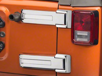 Rugged Ridge Tailgate Hinge Covers; Chrome (07-18 Jeep Wrangler JK)