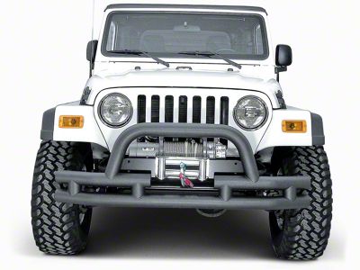 Rugged Ridge 3-Inch Double Tube Winch Ready Front Bumper; Black (76-06 Jeep CJ5, CJ7, Wrangler YJ & TJ)