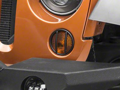 Rugged Ridge Euro Turn Signal Light Guards; Textured Black (07-18 Jeep Wrangler JK)