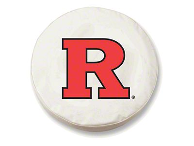 Rutgers University Spare Tire Cover; White (66-18 Jeep CJ5, CJ7, Wrangler YJ, TJ & JK)