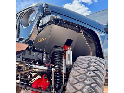 Savvy Offroad High Clearance Aluminum Front Inner Fenders; Raw (07-25 Jeep Wrangler JK & JL)