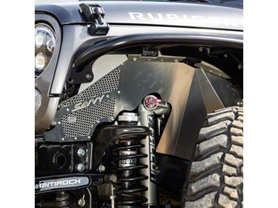 Savvy Offroad High Clearance Vented Aluminum Front Inner Fenders; Raw (07-18 Jeep Wrangler JK)